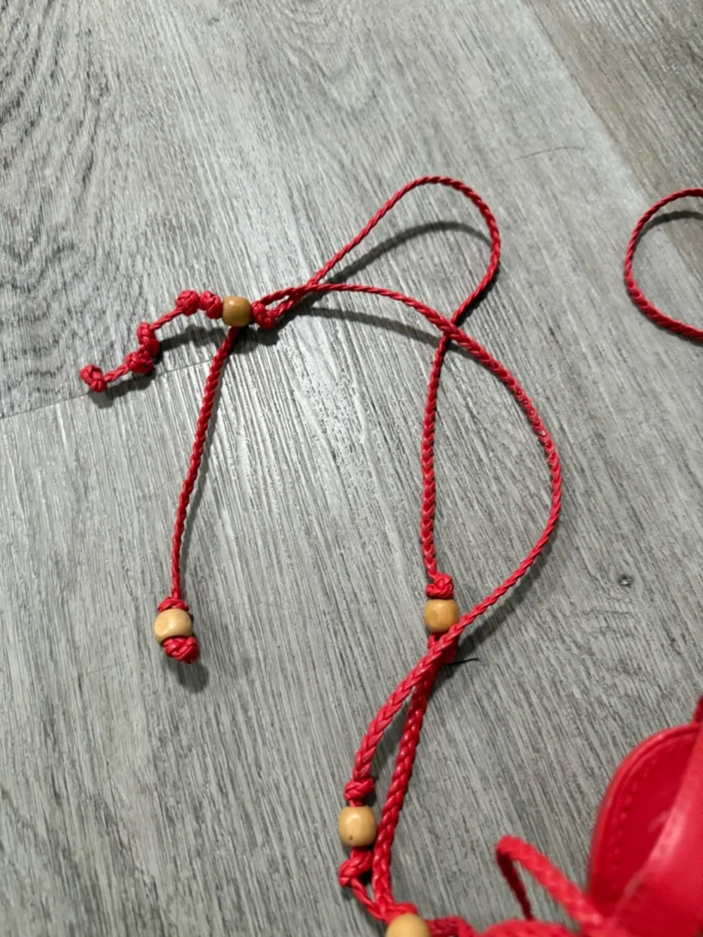 ZARA Red Braided Lace-Up Sandals with Bead Details 38 - Picture 5 of 5